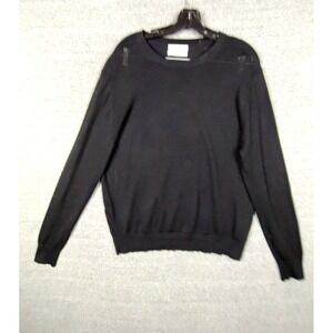 M&S Collection Womens Sweater 16 Black Knit 100% Merino Wool Sheer Lightweight